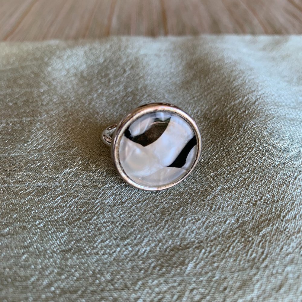 NWOT Black & Off-White Ring, 8